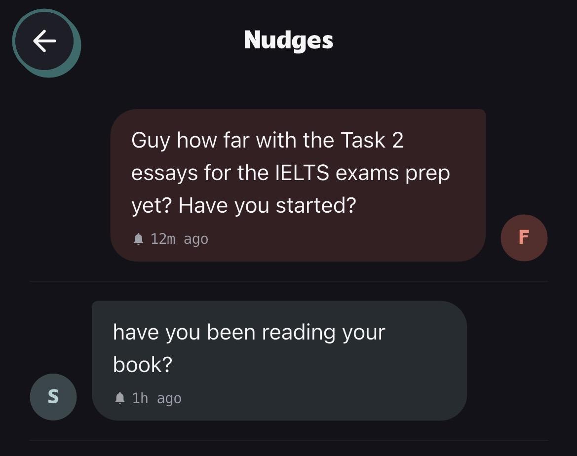 Goalympics accountability partner nudge prompt asking 'did you do it today?'