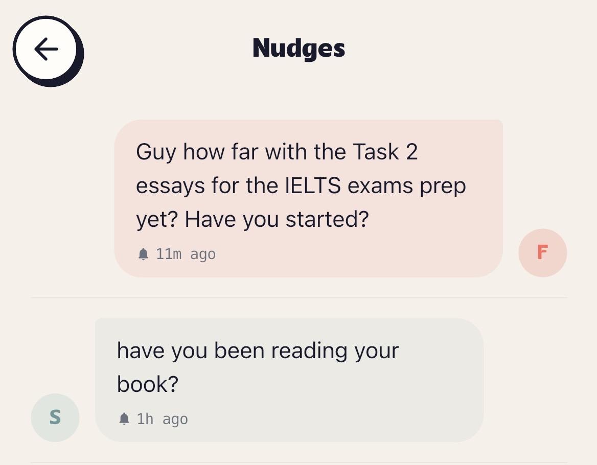 Goalympics accountability partner nudge prompt asking 'did you do it today?'
