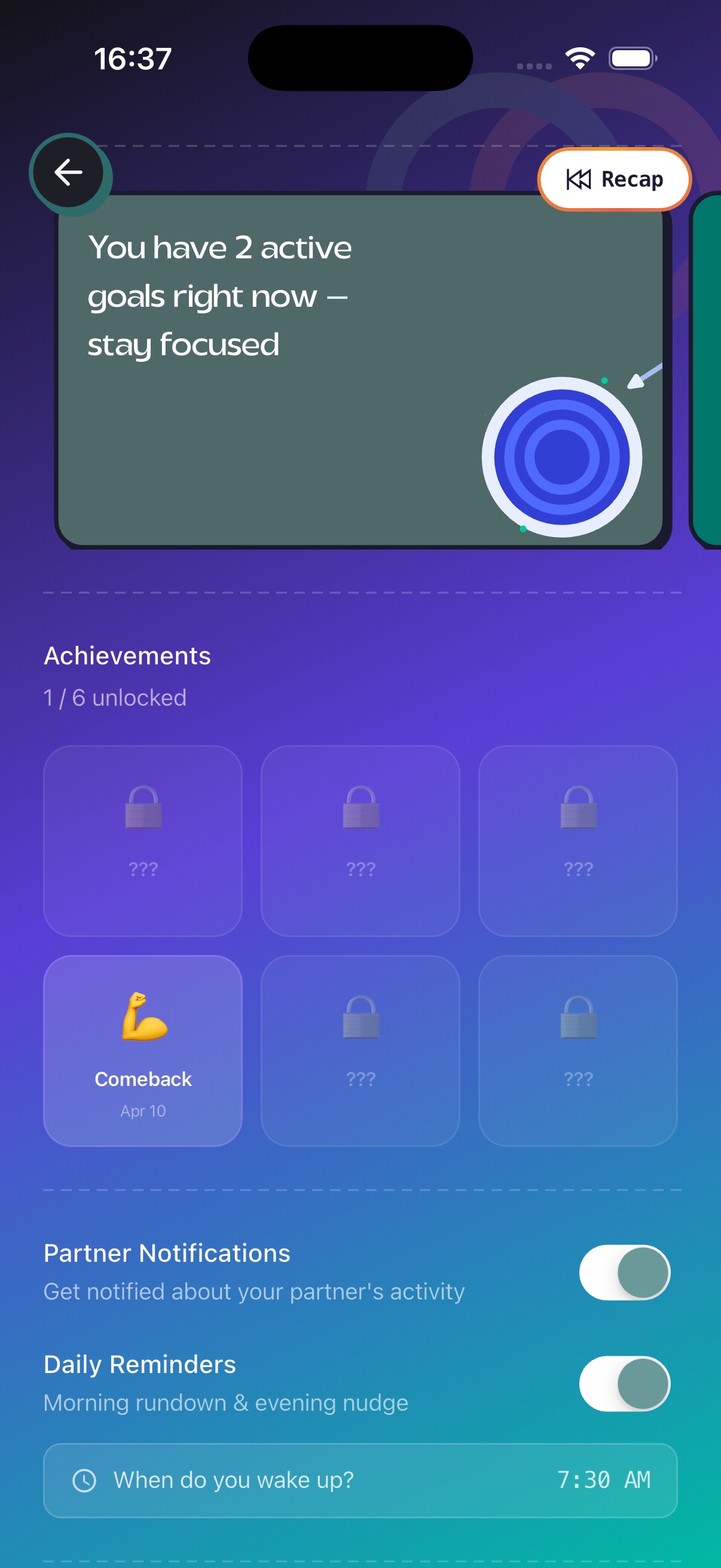 Goalympics achievements and habit streak notifications on iOS