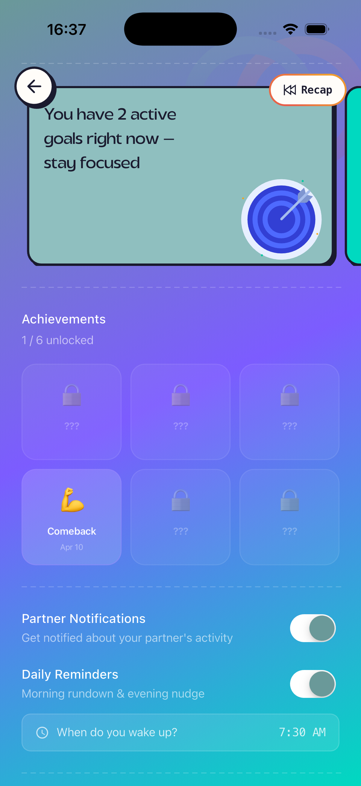 Goalympics achievements and habit streak notifications on iOS